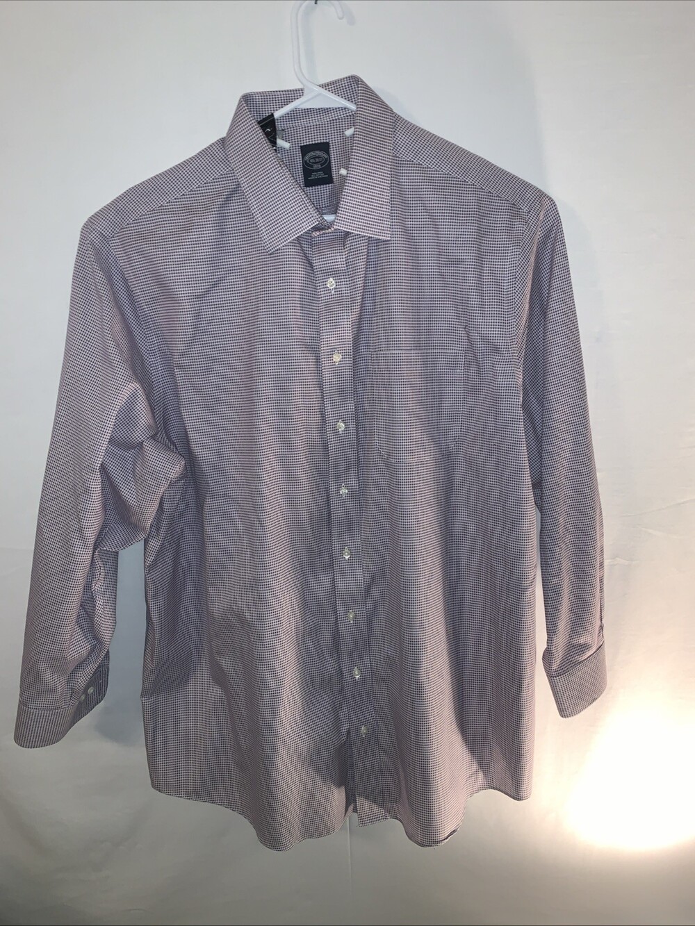 brooks brothers 18.5 36/37 Long Sleeve Button Down Purple Checkered